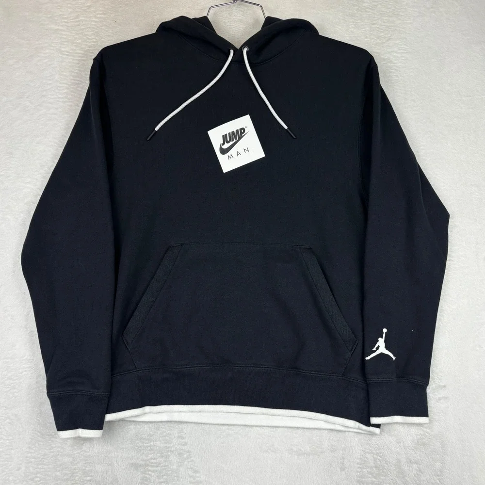 Jordan Jumpman Mens Black Layered Pullover Hoodie Standard Fit Small Sweatshirt